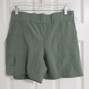 RBX Gym Shorts Size Large Green Solid Pockets Pull On Athletic Workout Womens